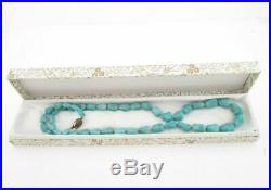 Vintage1920 Chinese Single Knotted Turquoise Necklace Silver Filigree Clasp box
