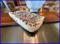 Vntg ZEE SUNG Chinese Silver Frame Petit Point Floral Purse Handbag Org Box 1941