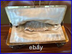 Vntg ZEE SUNG Chinese Silver Frame Petit Point Floral Purse Handbag Org Box 1941