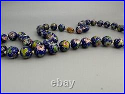 Vtg Silver Natural 12mm Chinese Green Jade Cloisonne Knotted 24 Necklace Lot