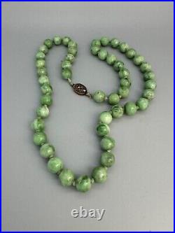 Vtg Silver Natural 12mm Chinese Green Jade Cloisonne Knotted 24 Necklace Lot