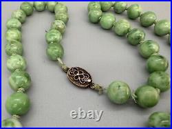 Vtg Silver Natural 12mm Chinese Green Jade Cloisonne Knotted 24 Necklace Lot