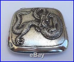 WANG HING & Co CHINESE ASIAN ORIENTAL DRAGON SILVER CIGARETTE CARD CASE BOX WH90