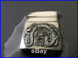 WW2 WWII Chinese Export Silver Dragon 20 Pack Cigarette Case Box WW