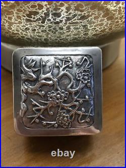 Wang Hing Antique Chinese export silver box 1890 Prunus