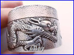 Wang Hing Chinese Export Solid Silver Lidded Box Dragons