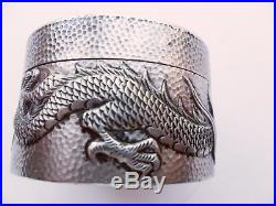 Wang Hing Chinese Export Solid Silver Lidded Box Dragons