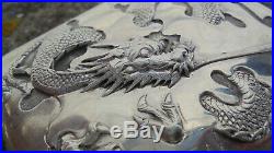 Wang hing chinese fire breathing dragon export silver cigarette case c1890s