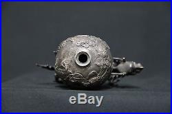 Well Detailed Antique 19th Century Chinese Export Sterling Silver Snuff Bottle
