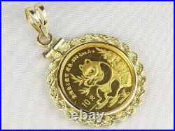 Without Stone 1991 Chinese Panda 1/10 oz Coin Rope Bezel 14k Yellow Gold Finish