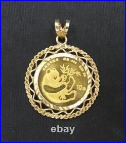 Without Stone Chinese Panda Coin Fancy Pendant With Chain 14k Yellow Gold Plated
