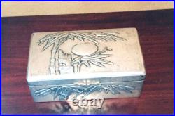 Zee Sung Chinese 900 Silver Bamboo Design Wood Lined Case/Box c1920s