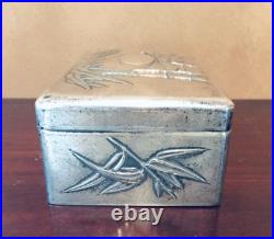 Zee Sung Chinese 900 Silver Bamboo Design Wood Lined Case/Box c1920s