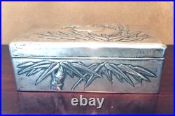 Zee Sung Chinese 900 Silver Bamboo Design Wood Lined Case/Box c1920s