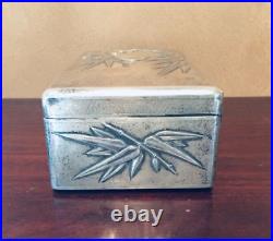 Zee Sung Chinese 900 Silver Bamboo Design Wood Lined Case/Box c1920s