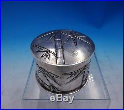 Zee Wo Chinese Export Sterling Silver Box Round with Repoussed Bamboo (#3902)